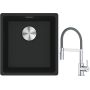 Franke Maris MRG 110-37 zlewozmywak 40x37 cm Fragranite czarny mat z baterią kuchenną Lina chrom/szary (1250687248, 1150626087) zdj.1