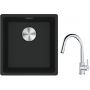 Franke Maris MRG 110-37 zlewozmywak 40x37 cm Fragranite czarny mat z baterią kuchenną Lina chrom (1250687248, 1150693229) zdj.1