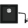 Franke Maris MRG 110-37 zlewozmywak 40x37 cm Fragranite czarny mat z baterią kuchenną Lina czarny mat (1250687248, 1150712435) zdj.1