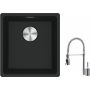Franke Maris MRG 110-37 zlewozmywak 40x37 cm Fragranite czarny mat z baterią kuchenną Sentinel chrom (1250687248, 1150029591) zdj.1