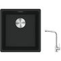 Franke Maris MRG 110-37 zlewozmywak 40x37 cm Fragranite czarny mat z baterią kuchenną Sirius Side chrom (1250687248, 1150668280) zdj.1