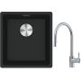 Franke Maris MRG 110-37 zlewozmywak 40x37 cm Fragranite onyx z baterią kuchenną Eos czarna stal szlachetna (1250687249, 1150613671) zdj.1