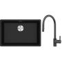 Franke Maris MRG 110-62 zlewozmywak 62x40 cm Fragranite onyx z baterią kuchenną Eos czarna stal szlachetna (1250687257, 1150613671) zdj.1