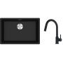 Franke Maris MRG 110-62 zlewozmywak 62x40 cm Fragranite onyx z baterią kuchenną Lina czarny mat (1250687257, 1150626053) zdj.1