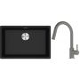 Franke Maris MRG 110-62 zlewozmywak 62x40 cm Fragranite onyx z baterią kuchenną Lina kamienny szary (1250687257, 1150626057) zdj.1