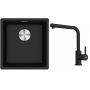 Franke Maris MRG 110-37 zlewozmywak 40x37 cm Fragranite onyx z baterią kuchenną Lina czarny mat (1250687249, 1150712435) zdj.1