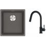 Franke Maris MRG 110-37 zlewozmywak 40x37 cm Fragranite kamienny szary z baterią kuchenną Lina czarny mat (1250687250, 1150626053) zdj.1