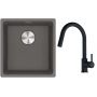 Franke Maris MRG 110-37 zlewozmywak 40x37 cm Fragranite kamienny szary z baterią kuchenną Lina onyx (1250687250, 1150626055) zdj.1