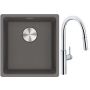 Franke Maris MRG 110-37 zlewozmywak 40x37 cm Fragranite kamienny szary z baterią kuchenną Pescara L Slide-In chrom (1250687250, 1150538940) zdj.1