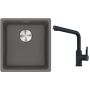 Franke Maris MRG 110-37 zlewozmywak 40x37 cm Fragranite kamienny szary z baterią kuchenną Urban czarny mat (1250687250, 1150627523) zdj.1