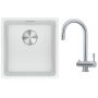 Franke Maris MRG 110-37 zlewozmywak 40x37 cm Fragranite biały polarny z baterią kuchenną Eos stal szlachetna (1250687251, 1200179979) zdj.1