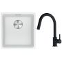 Franke Maris MRG 110-37 zlewozmywak 40x37 cm Fragranite biały polarny z baterią kuchenną Lina onyx (1250687251, 1150626055) zdj.1