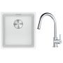 Franke Maris MRG 110-37 zlewozmywak 40x37 cm Fragranite biały polarny z baterią kuchenną Lina chrom (1250687251, 1150693229) zdj.1