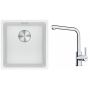 Franke Maris MRG 110-37 zlewozmywak 40x37 cm Fragranite biały polarny z baterią kuchenną Lina chrom (1250687251, 1150712420) zdj.1