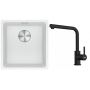 Franke Maris MRG 110-37 zlewozmywak 40x37 cm Fragranite biały polarny z baterią kuchenną Lina czarny mat (1250687251, 1150712435) zdj.1