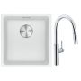 Franke Maris MRG 110-37 zlewozmywak 40x37 cm Fragranite biały polarny z baterią kuchenną Pescara L Slide-In chrom (1250687251, 1150538940) zdj.1