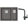 Franke Maris MRG 160-34-15SBR zlewozmywak 52x40 cm Fragranite kamienny szary z baterią kuchenną Atlas czarna stal szlachetna (1250687266, 1150550427) zdj.1