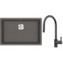 Franke Maris MRG 110-62 zlewozmywak 62x40 cm Fragranite kamienny szary z baterią kuchenną Eos czarna stal szlachetna (1250687258, 1150613671) zdj.1