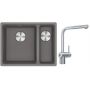 Franke Maris MRG 160-34-15SBR zlewozmywak 52x40 cm Fragranite kamienny szary z baterią kuchenną Atlas Neo Sensor stal szlachetna (1250687266, 1150625523) zdj.1