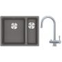Franke Maris MRG 160-34-15SBR zlewozmywak 52x40 cm Fragranite kamienny szary z baterią kuchenną Eos stal szlachetna (1250687266, 1200179979) zdj.1