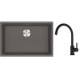 Franke Maris MRG 110-62 zlewozmywak 62x40 cm Fragranite kamienny szary z baterią kuchenną Lina czarny mat (1250687258, 1150626019) zdj.1