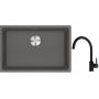 Franke Maris MRG 110-62 zlewozmywak 62x40 cm Fragranite kamienny szary z baterią kuchenną Lina onyx (1250687258, 1150626020) zdj.1