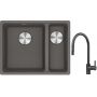 Franke Maris MRG 160-34-15SBR zlewozmywak 52x40 cm Fragranite kamienny szary z baterią kuchenną Eos czarna stal szlachetna (1250687266, 1150613671) zdj.1