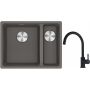 Franke Maris MRG 160-34-15SBR zlewozmywak 52x40 cm Fragranite kamienny szary z baterią kuchenną Lina czarny mat (1250687266, 1150626019) zdj.1