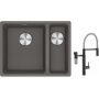 Franke Maris MRG 160-34-15SBR zlewozmywak 52x40 cm Fragranite kamienny szary z baterią kuchenną Vital Semi-Pro czarny mat/stal (1250687266, 1200621313) zdj.1