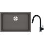 Franke Maris MRG 110-62 zlewozmywak 62x40 cm Fragranite kamienny szary z baterią kuchenną Lina onyx (1250687258, 1150626055) zdj.1