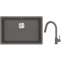 Franke Maris MRG 110-62 zlewozmywak 62x40 cm Fragranite kamienny szary z baterią kuchenną Lina kamienny szary (1250687258, 1150626057) zdj.1