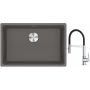 Franke Maris MRG 110-62 zlewozmywak 62x40 cm Fragranite kamienny szary z baterią kuchenną Lina chrom/czarny (1250687258, 1150626085) zdj.1