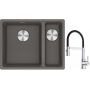 Franke Maris MRG 160-34-15SBR zlewozmywak 52x40 cm Fragranite kamienny szary z baterią kuchenną Lina chrom/czarny (1250687266, 1150626085) zdj.1