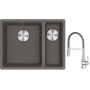 Franke Maris MRG 160-34-15SBR zlewozmywak 52x40 cm Fragranite kamienny szary z baterią kuchenną Lina chrom/szary (1250687266, 1150626087) zdj.1