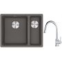 Franke Maris MRG 160-34-15SBR zlewozmywak 52x40 cm Fragranite kamienny szary z baterią kuchenną Lina chrom (1250687266, 1150693229) zdj.1