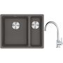 Franke Maris MRG 160-34-15SBR zlewozmywak 52x40 cm Fragranite kamienny szary z baterią kuchenną Lina chrom (1250687266, 1150693228) zdj.1