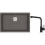 Franke Maris MRG 110-62 zlewozmywak 62x40 cm Fragranite kamienny szary z baterią kuchenną Lina czarny mat (1250687258, 1150712435) zdj.1
