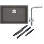 Franke Maris MRG 110-62 zlewozmywak 62x40 cm Fragranite kamienny szary z baterią kuchenną Neptune Clear Water chrom (1250687258, 1150370689) zdj.1