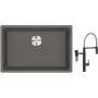 Franke Maris MRG 110-62 zlewozmywak 62x40 cm Fragranite kamienny szary z baterią kuchenną Vital Semi-Pro czarny mat/stal (1250687258, 1200621313) zdj.1