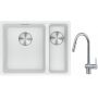 Franke Maris MRG 160-34-15SBR zlewozmywak 52x40 cm Fragranite biały polarny z baterią kuchenną Leda Neo stal szlachetna (1250687267, 1150590047) zdj.1