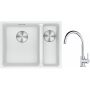 Franke Maris MRG 160-34-15SBR zlewozmywak 52x40 cm Fragranite biały polarny z baterią kuchenną Lina chrom (1250687267, 1150693228) zdj.1