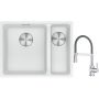 Franke Maris MRG 160-34-15SBR zlewozmywak 52x40 cm Fragranite biały polarny z baterią kuchenną Lina chrom/szary (1250687267, 1150626087) zdj.1