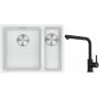 Franke Maris MRG 160-34-15SBR zlewozmywak 52x40 cm Fragranite biały polarny z baterią kuchenną Lina czarny mat (1250687267, 1150712435) zdj.1