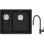 Franke Maris MRG 160-34-15SBL zlewozmywak 52x40 cm Fragranite czarny mat z baterią kuchenną Eos czarna stal szlachetna (1250687268, 1150613671) zdj.1