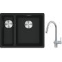 Franke Maris MRG 160-34-15SBL zlewozmywak 52x40 cm Fragranite czarny mat z baterią kuchenną Leda Neo stal szlachetna (1250687268, 1150590047) zdj.1