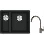 Franke Maris MRG 160-34-15SBL zlewozmywak 52x40 cm Fragranite czarny mat z baterią kuchenną Lina kamienny szary (1250687268, 1150626022) zdj.1
