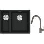 Franke Maris MRG 160-34-15SBL zlewozmywak 52x40 cm Fragranite czarny mat z baterią kuchenną Lina kamienny szary (1250687268, 1150626057) zdj.1