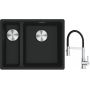 Franke Maris MRG 160-34-15SBL zlewozmywak 52x40 cm Fragranite czarny mat z baterią kuchenną Lina chrom/czarny (1250687268, 1150626085) zdj.1