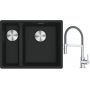 Franke Maris MRG 160-34-15SBL zlewozmywak 52x40 cm Fragranite czarny mat z baterią kuchenną Lina chrom/szary (1250687268, 1150626087) zdj.1