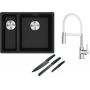 Franke Maris MRG 160-34-15SBL zlewozmywak 52x40 cm Fragranite czarny mat z baterią kuchenną Lina chrom/biały (1250687268, 1150626088) zdj.1